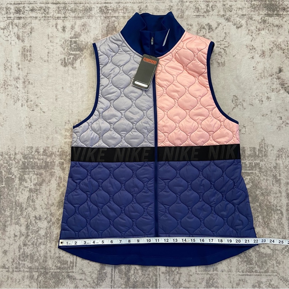 NWT Women’s Nike Aerolayer Quilted‎ Running Vest Pink Grey Navy Size Large - Picture 11 of 16